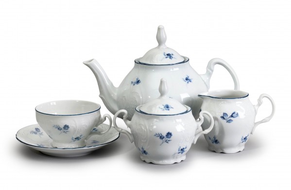 Čajová souprava Bernadotte, 17 dílná, Modrá kytička