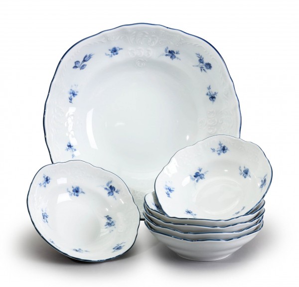 Kompotová souprava Bernadotte, 7 dílná, Modrá kytička