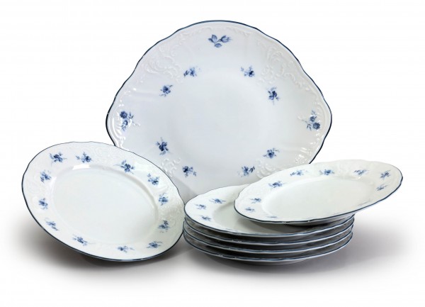 Koláčová souprava Bernadotte, 7 dílná, Modrá kytička