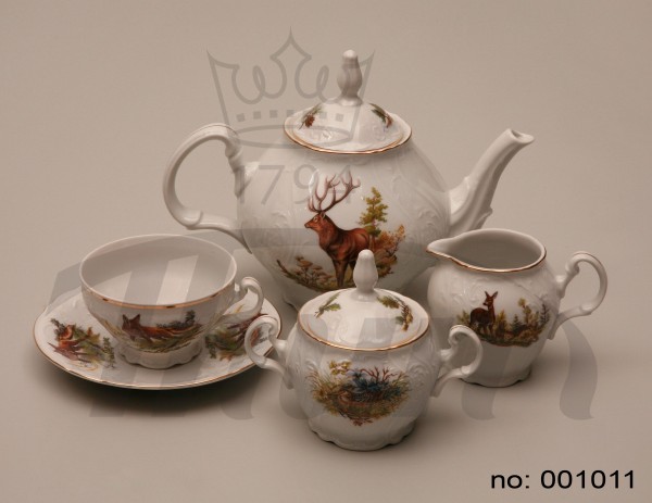 Čajová souprava Bernadotte, 17 dílná, Myslivost