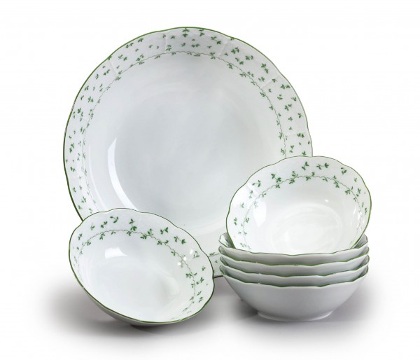 Kompotová souprava  Natálie, 7 dílná , Zelené lístky