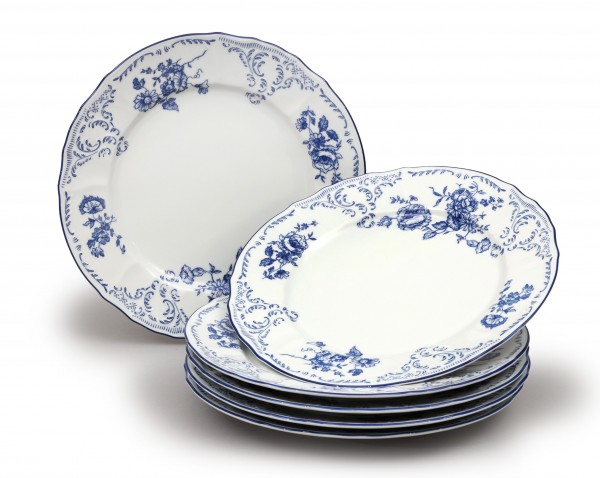 Sada talířů mělkých Bernadotte, 6 dílná, Modrobílá