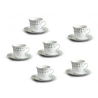 Šálky a podšálky Natálie, 12 dílná,Zelené lístky