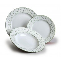 Talířová souprava Natálie, 18 dílná, Zelené lístky