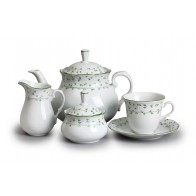 Čajová souprava Natálie, 17 dílná, Zelené lístky