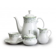 Kávová souprava Natálie, 17 dílná, Zelené lístky