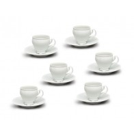 Šálky s podšálky Bernadotte, 12 dílná, Bílá