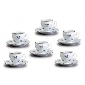 Šálky s podšálky Bernadotte, 12 dílná, Modrá kytička