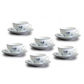 Šálky s podšálky Bernadotte, 12 dílná, Modrá kytička