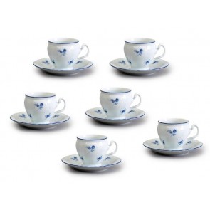 Šálky s podšálky Bernadotte, 12 dílná, Modrá kytička